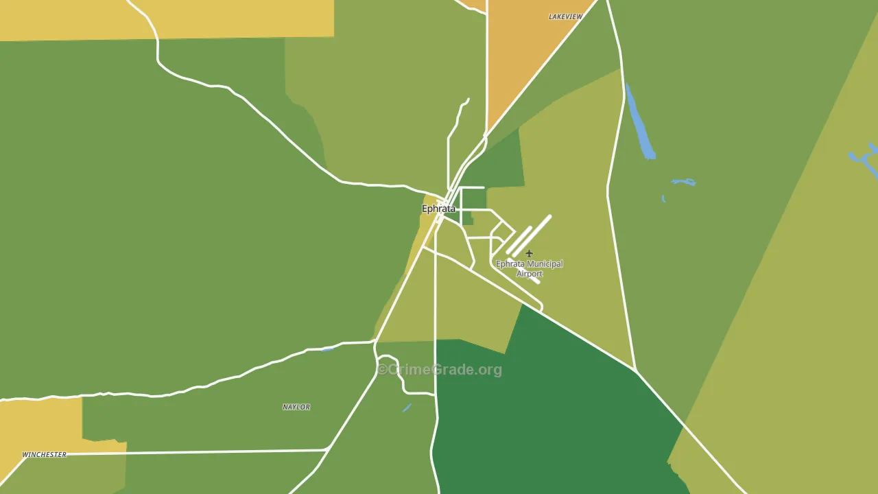 Ephrata, WA Map of Robbery Rates