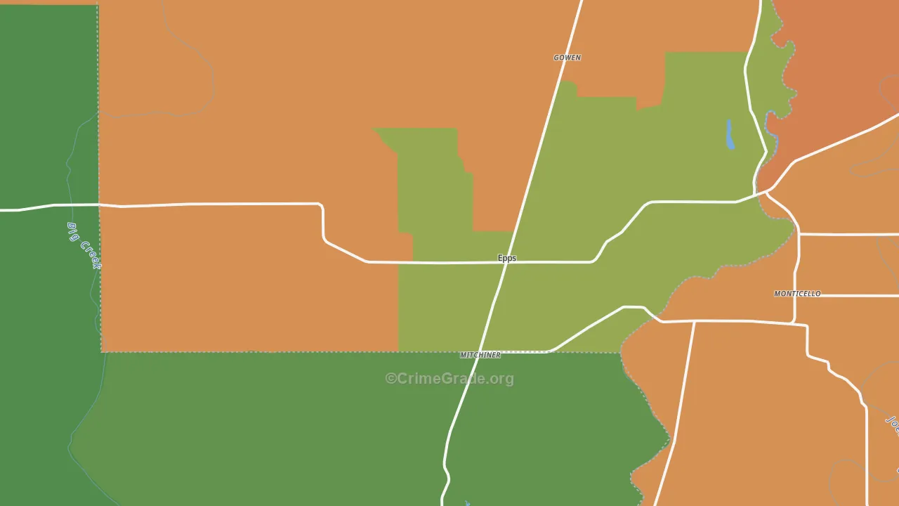 Epps, LA Map of Robbery Rates