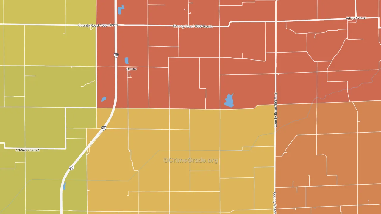 Epsom, IN Map of Robbery Rates