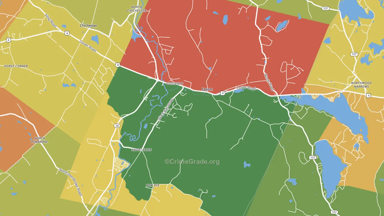 Epsom, NH Map of Robbery Rates