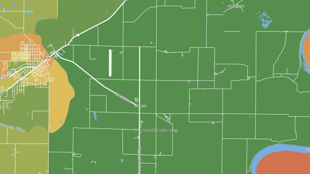 Epworth, IL Map of Robbery Rates