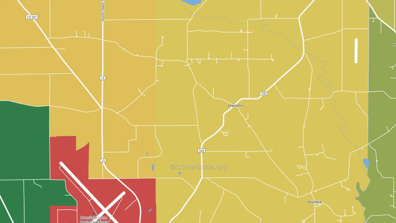 Epworth, OH Map of Robbery Rates