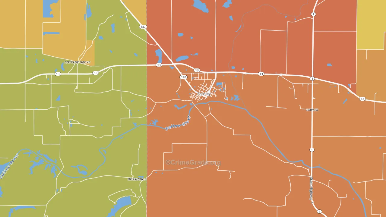 Equality, IL Map of Robbery Rates