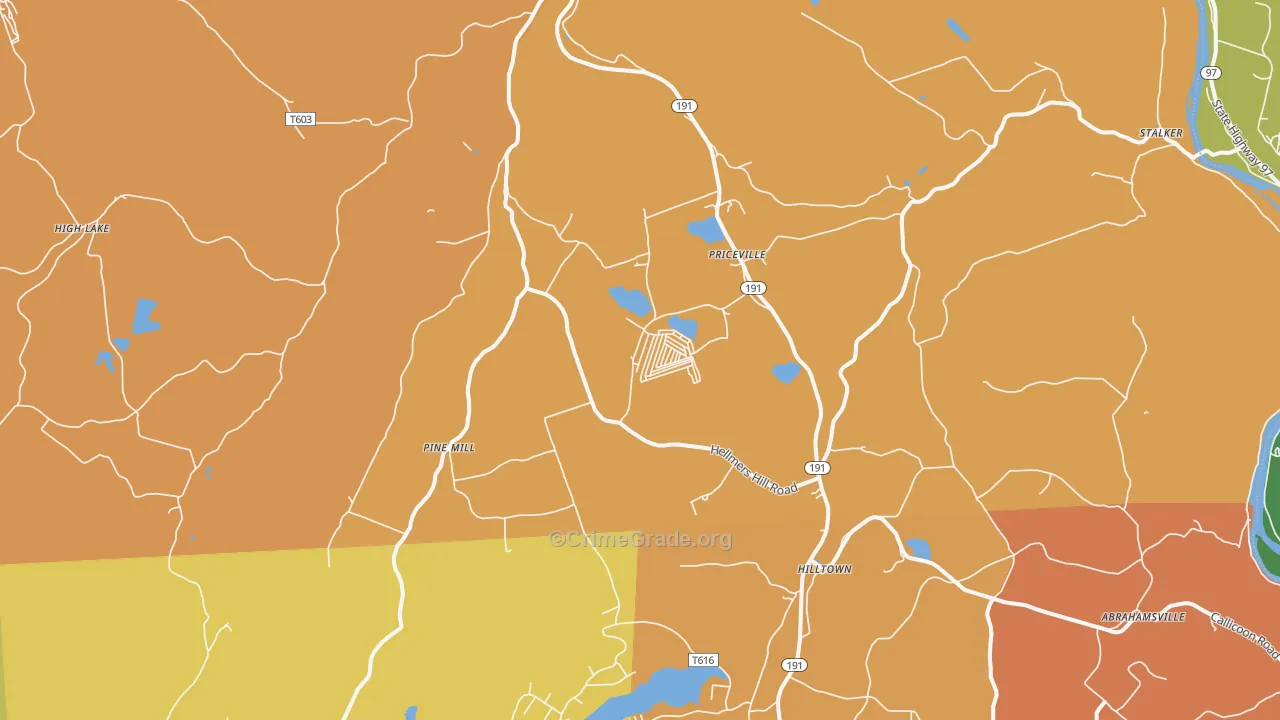Equinunk, PA Map of Robbery Rates