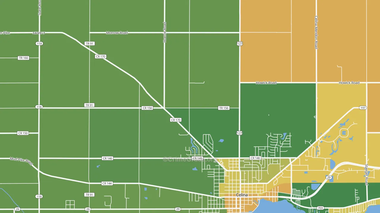Erastus, OH Map of Robbery Rates