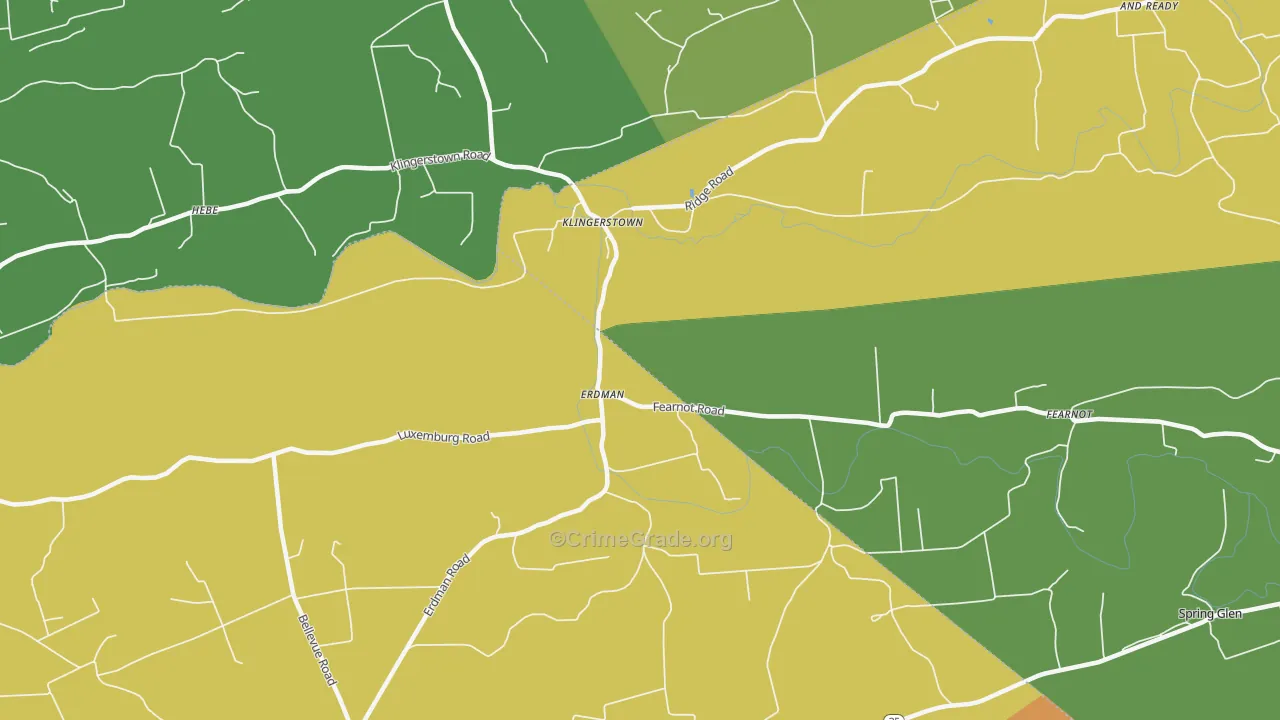 Erdman, PA Map of Robbery Rates