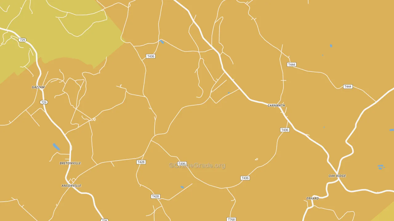 Erhard, PA Map of Robbery Rates