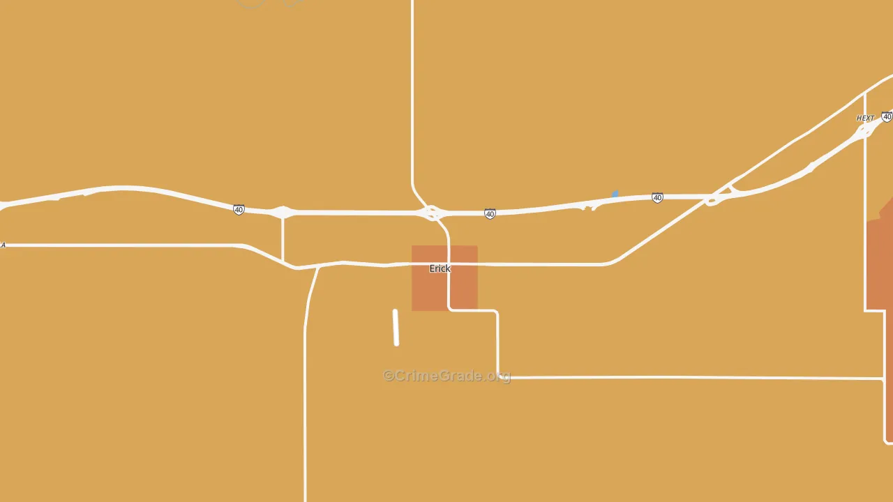 Erick, OK Map of Robbery Rates