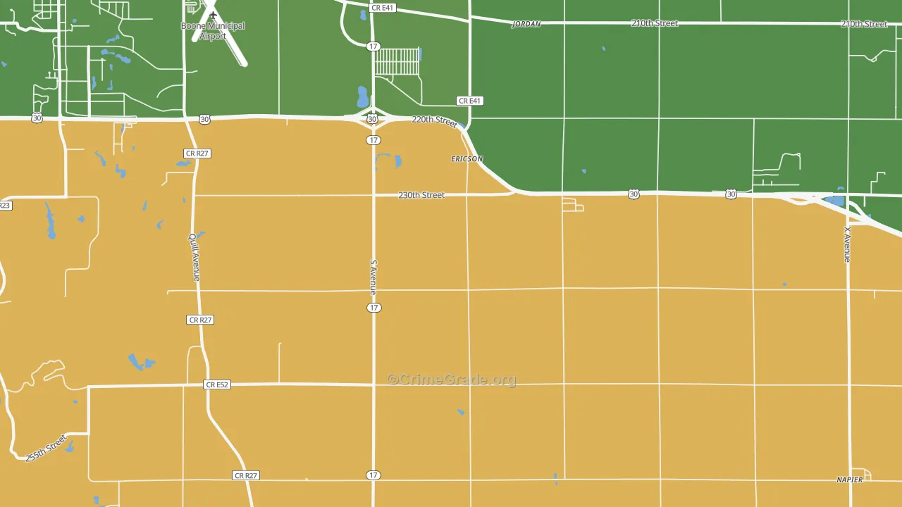 Ericson, IA Map of Robbery Rates