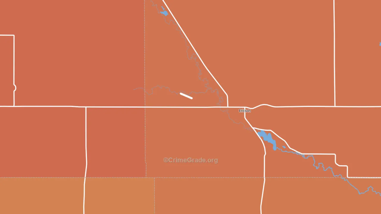 Ericson, NE Map of Robbery Rates