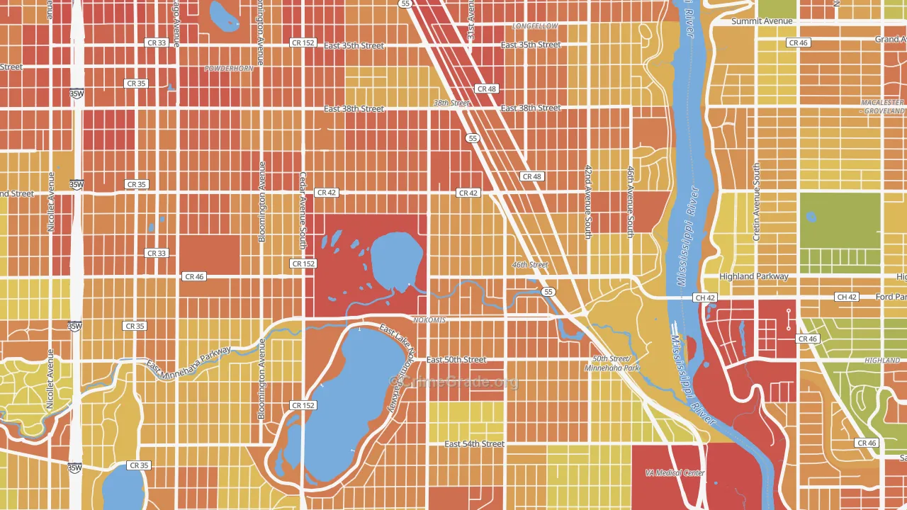 Ericsson, Minneapolis, MN Map of Robbery Rates