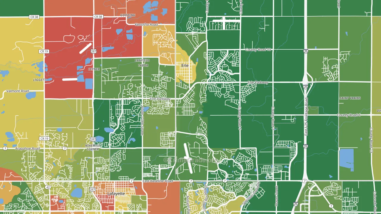 Erie, CO Map of Robbery Rates