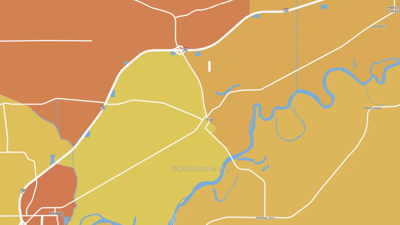 Erie, IL Map of Robbery Rates