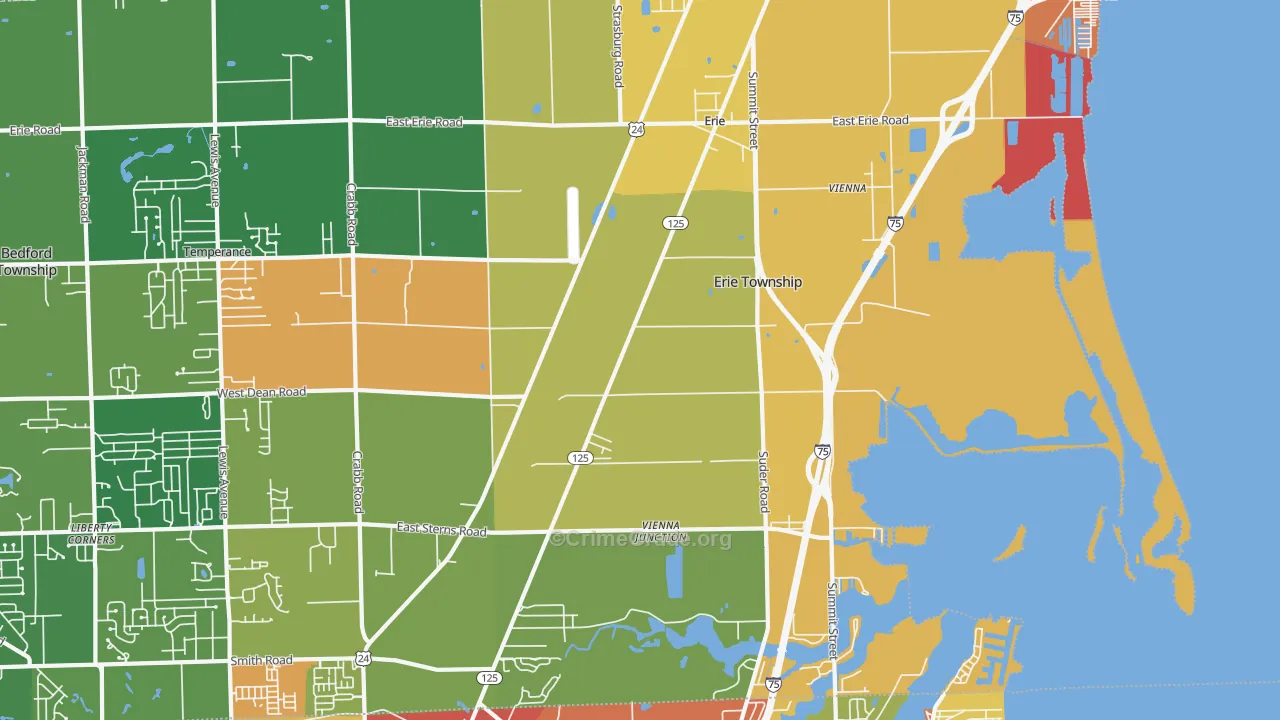 Erie, MI Map of Robbery Rates