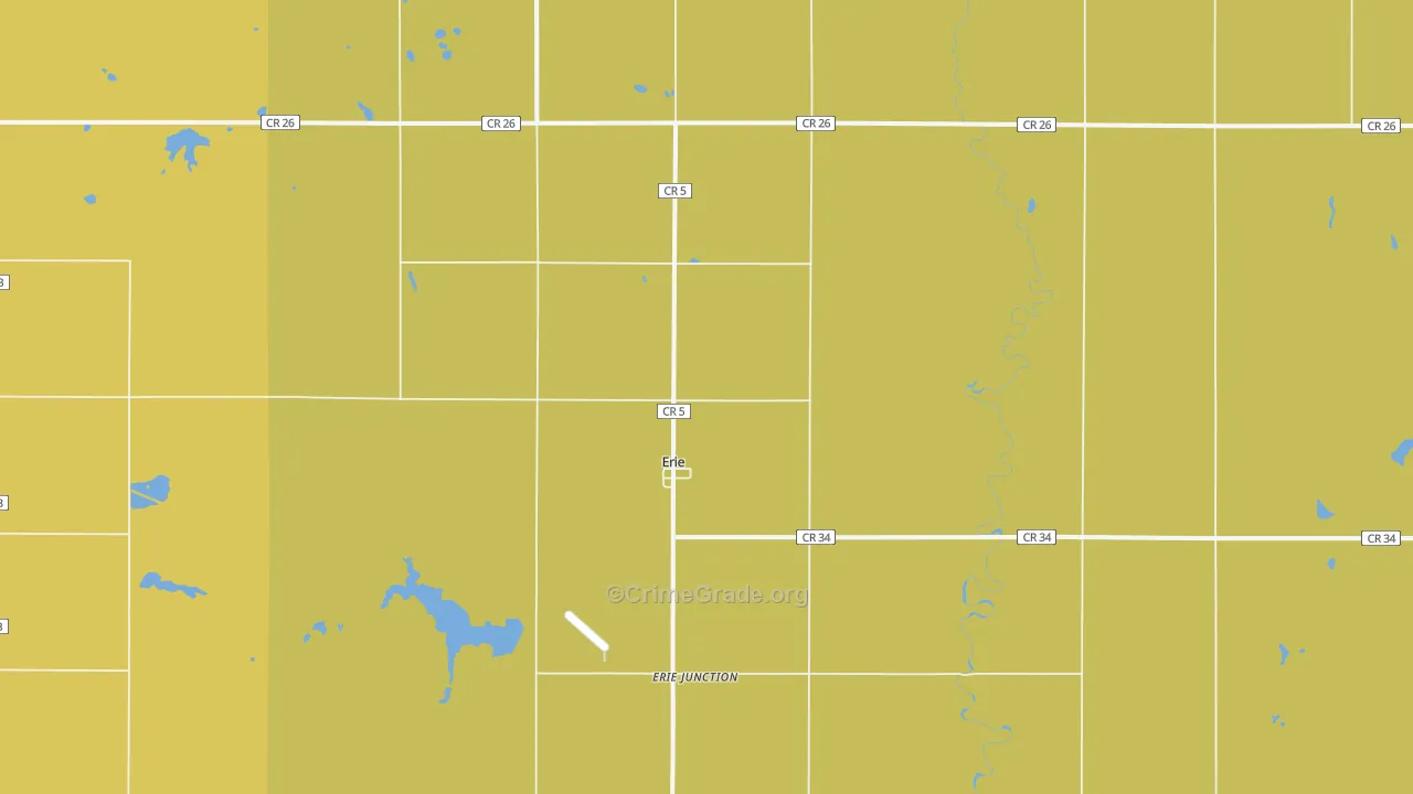 Erie, ND Map of Robbery Rates