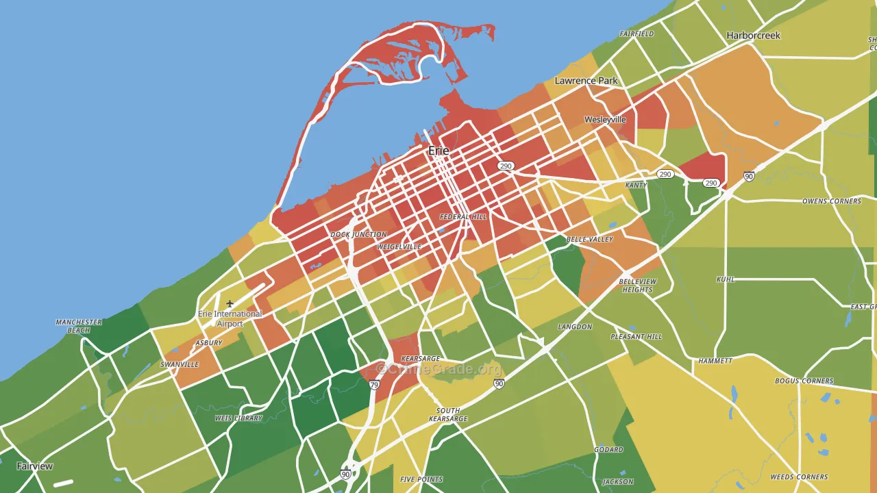 Erie, PA Map of Robbery Rates