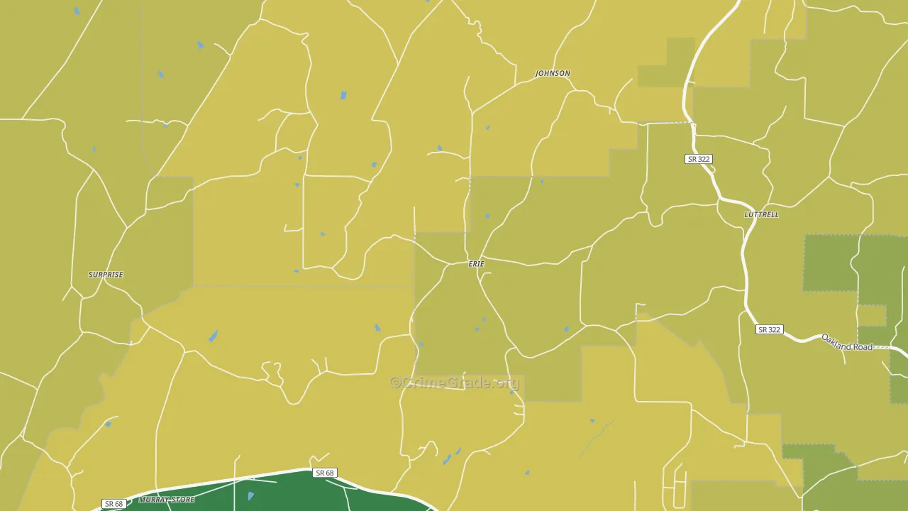 Erie, TN Map of Robbery Rates