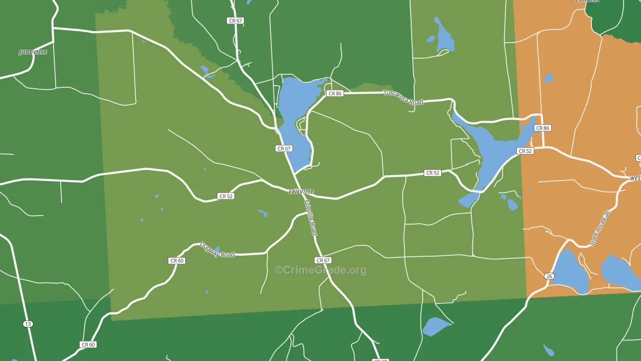 Erieville, NY Map of Robbery Rates