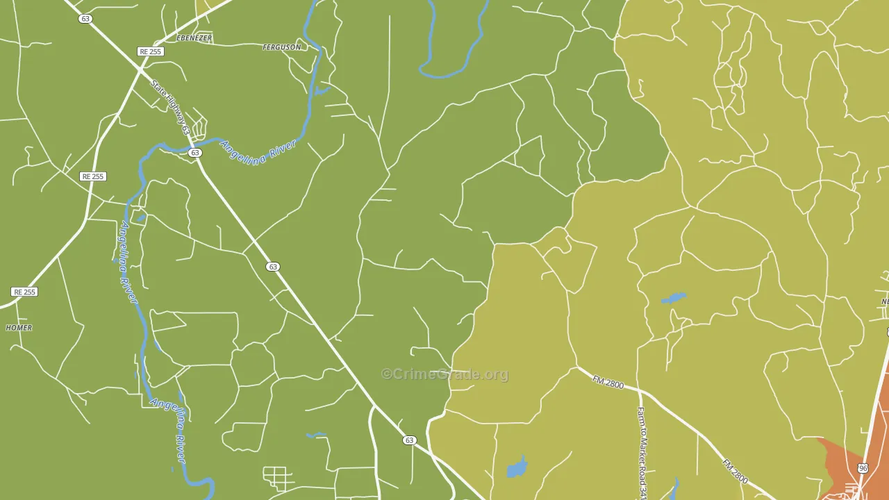 Erin, TX Map of Robbery Rates