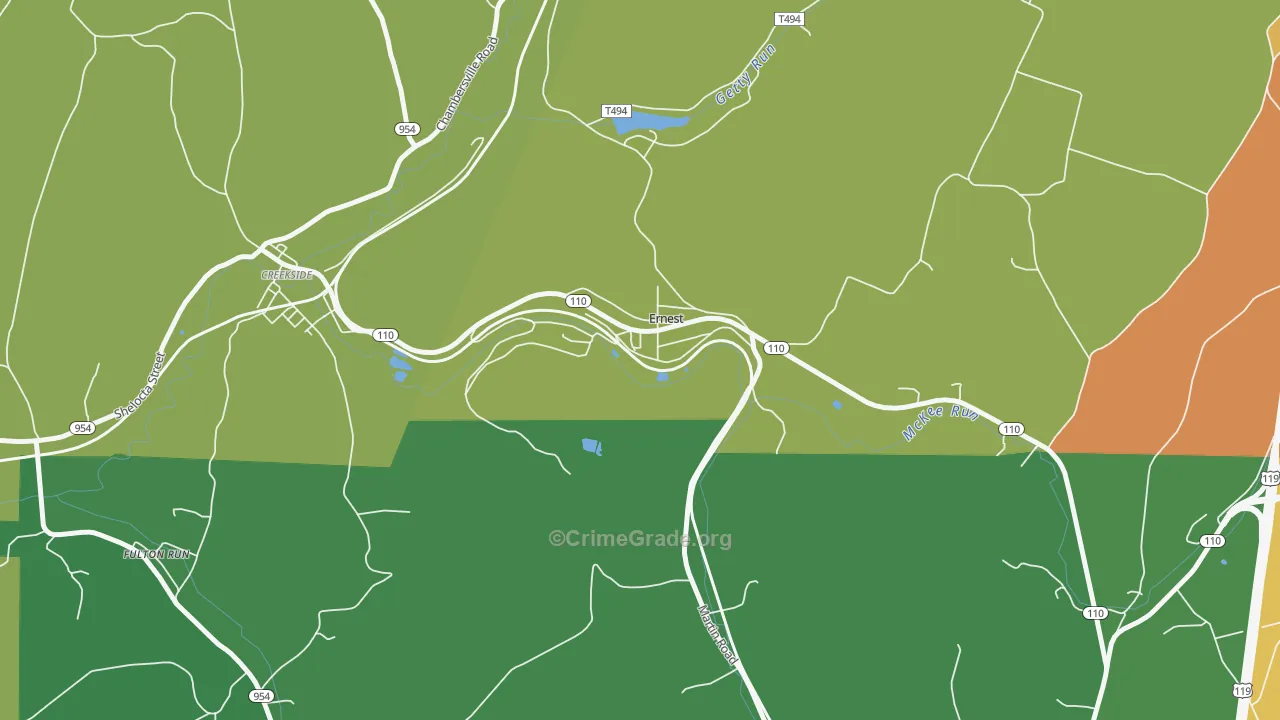 Ernest, PA Map of Robbery Rates
