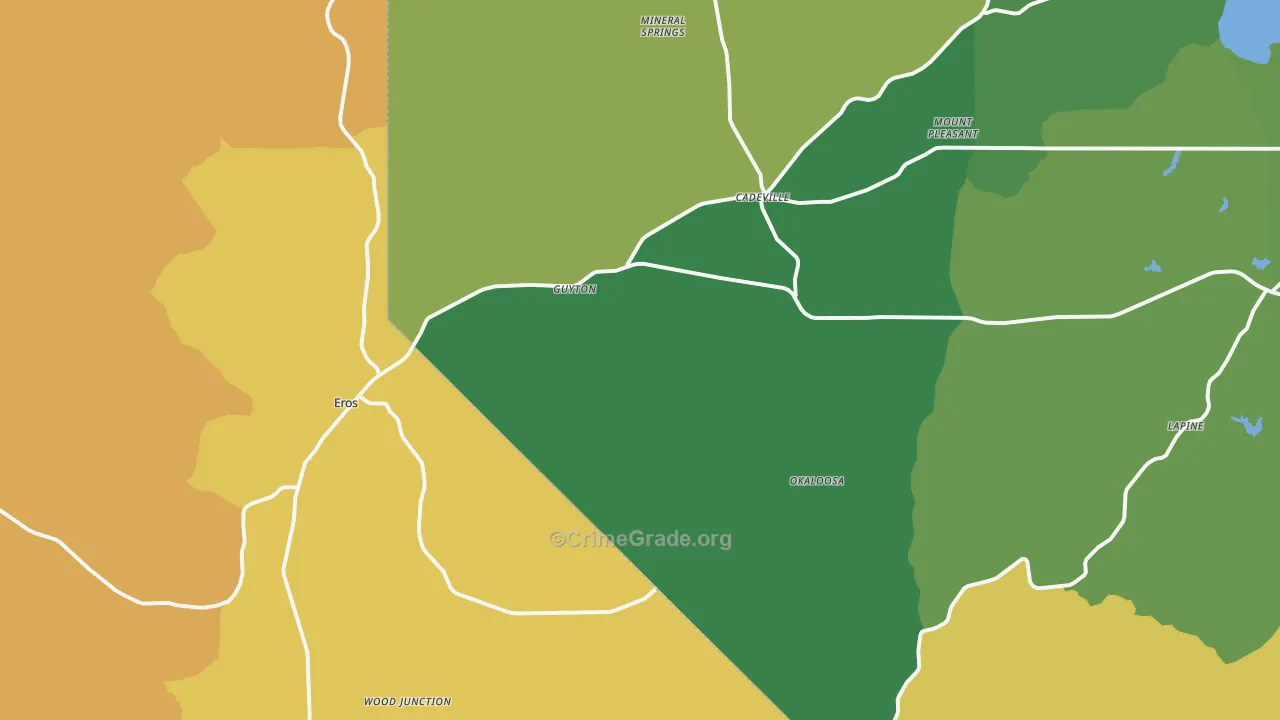Eros, LA Map of Robbery Rates