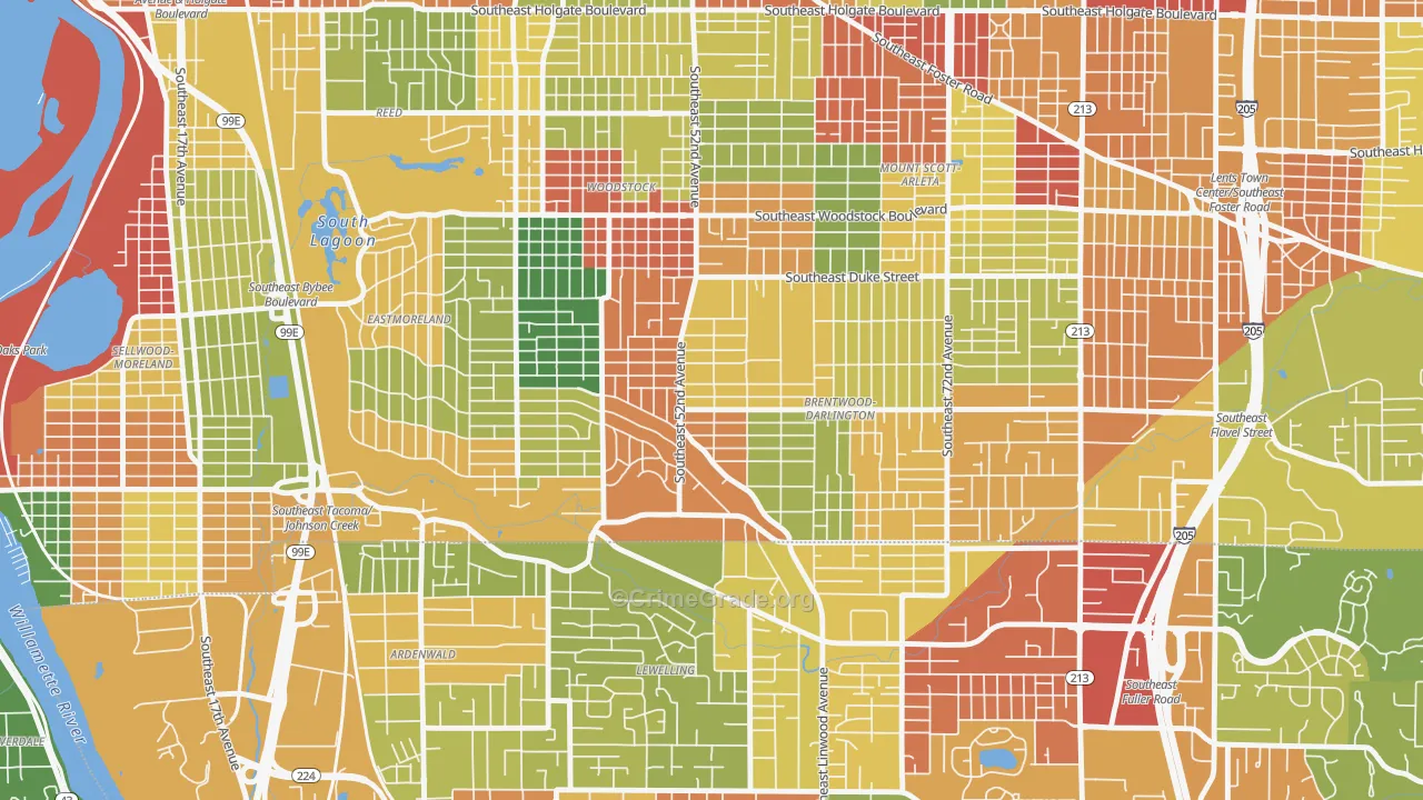 Errol Heights, Portland, OR Map of Robbery Rates