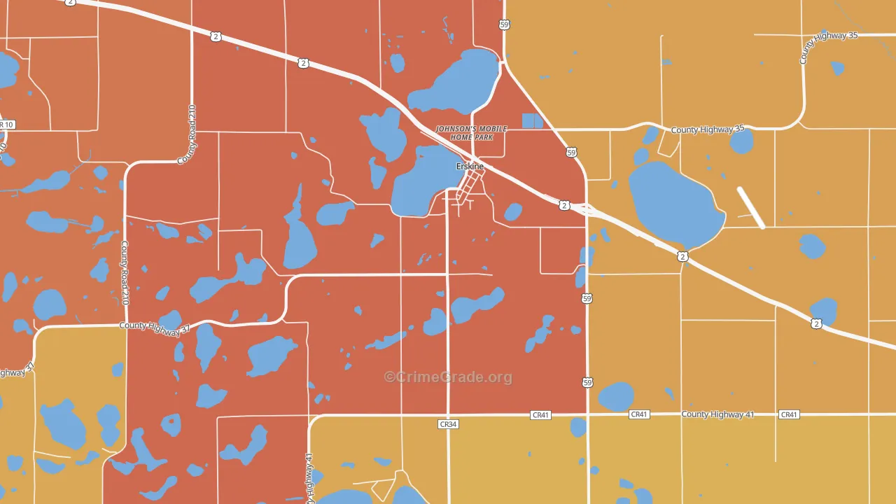 Erskine, MN Map of Robbery Rates