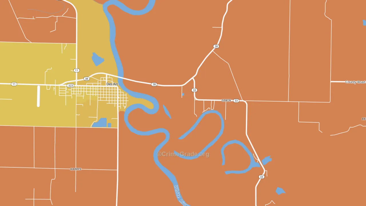 Erwin, AR Map of Robbery Rates