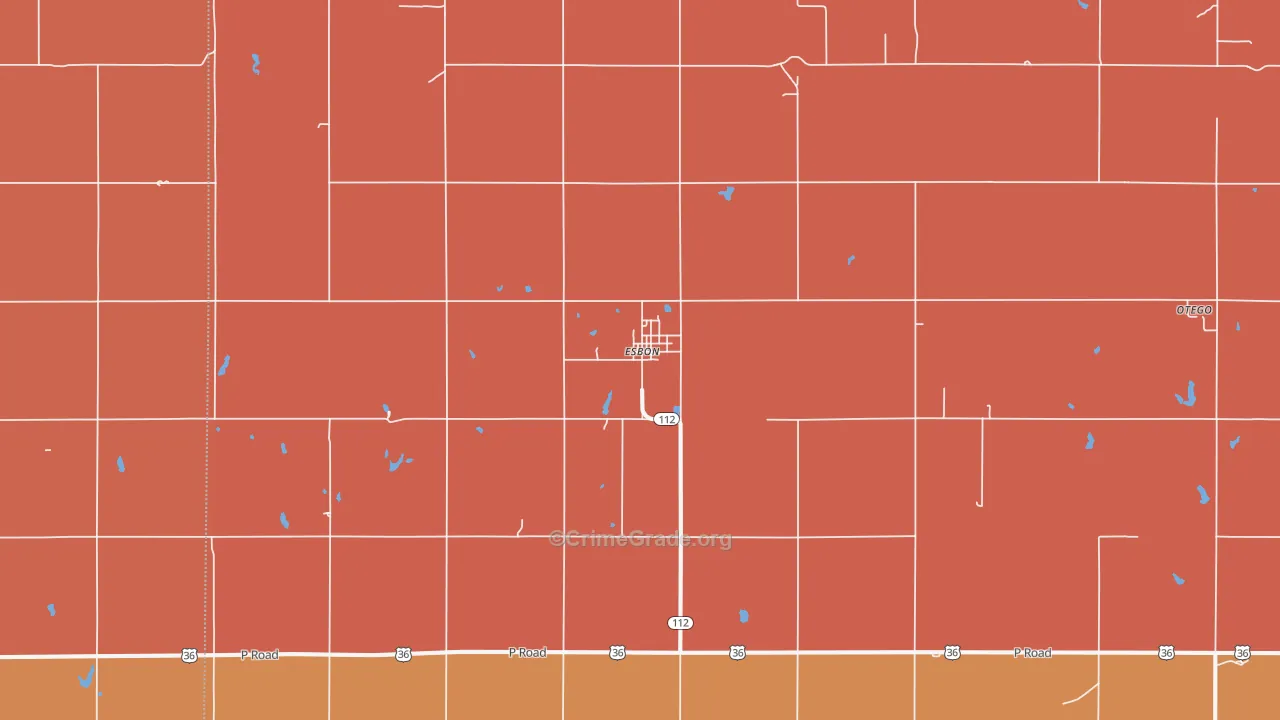 Esbon, KS Map of Robbery Rates