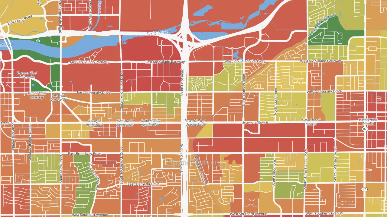 Escalante, Tempe, AZ Map of Robbery Rates