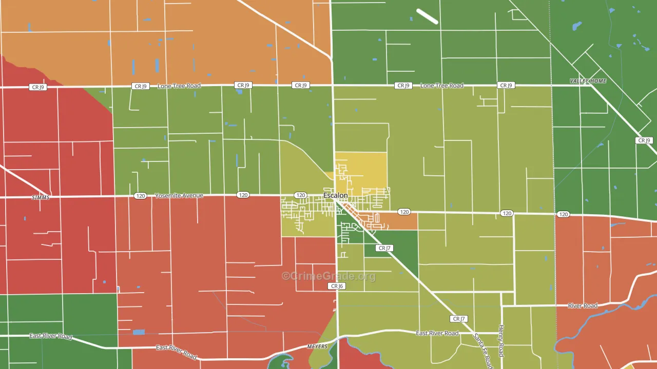 Escalon, CA Map of Robbery Rates