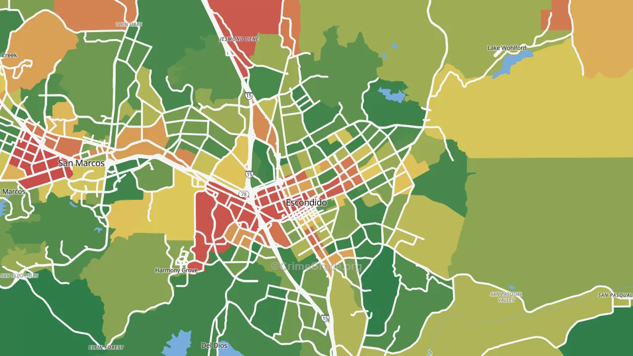 Escondido, CA Map of Robbery Rates