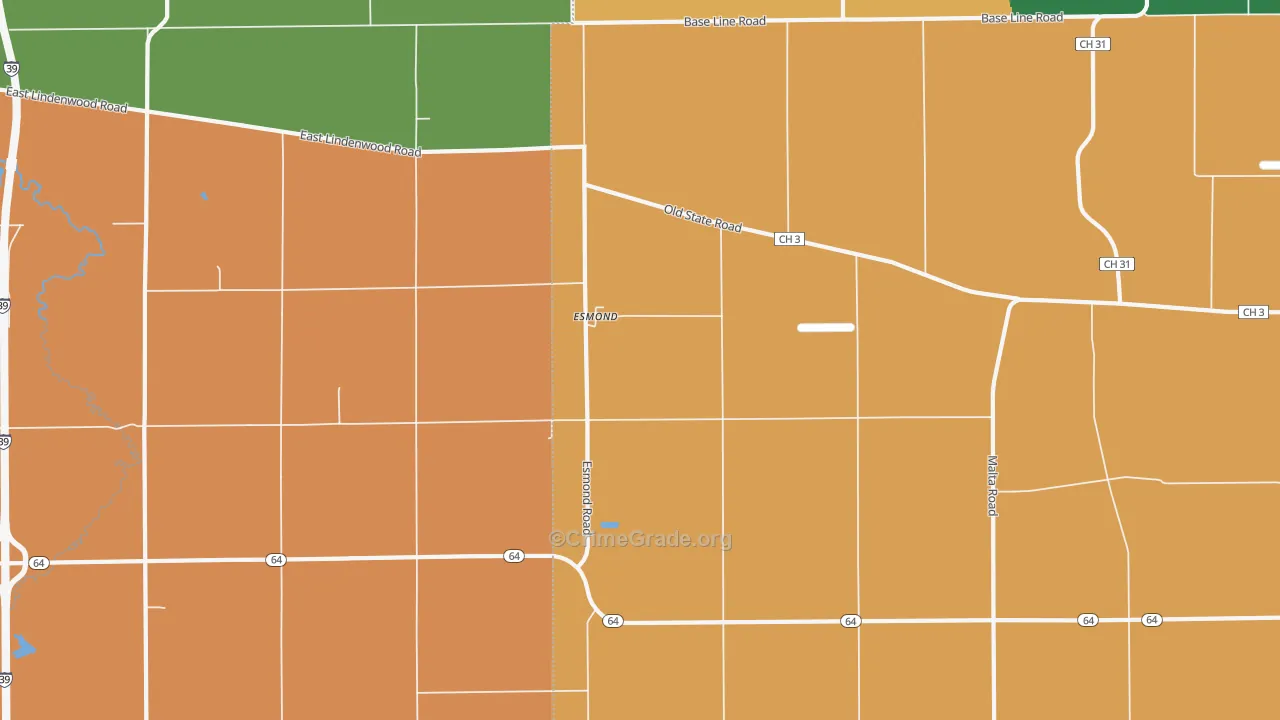 Esmond, IL Map of Robbery Rates
