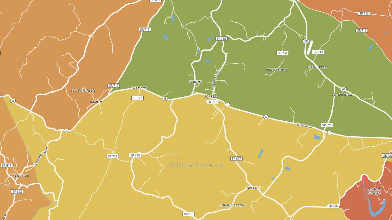 Esmont, VA Map of Robbery Rates