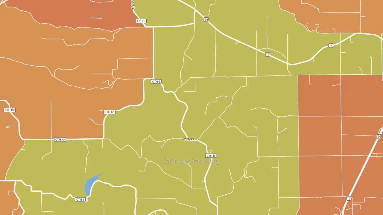 Esofea, WI Map of Robbery Rates