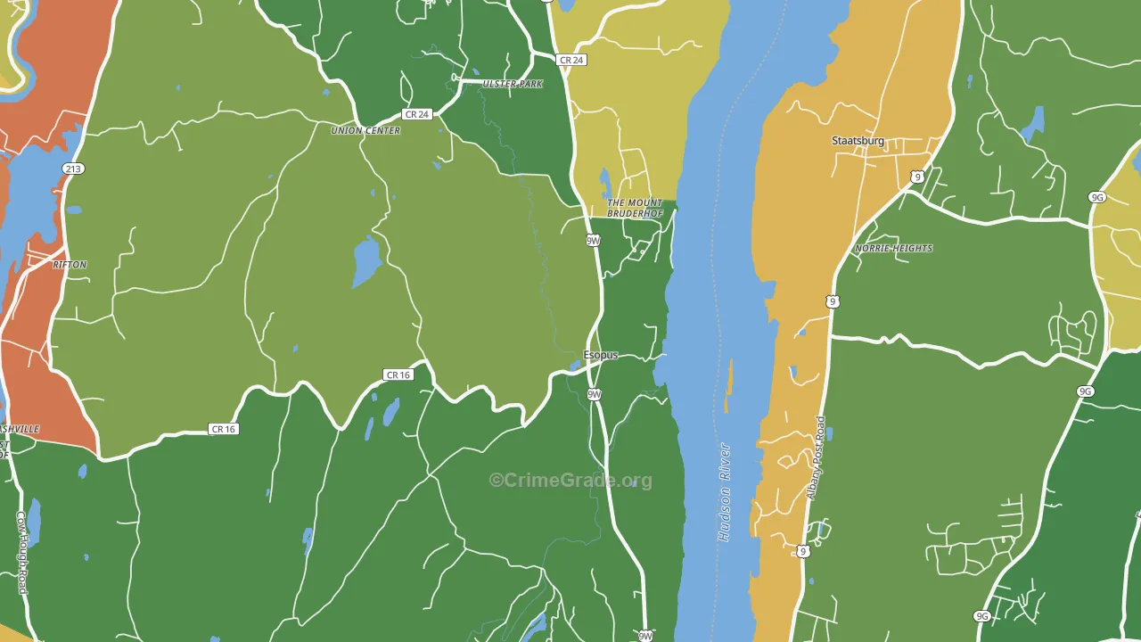 Esopus, NY Map of Robbery Rates