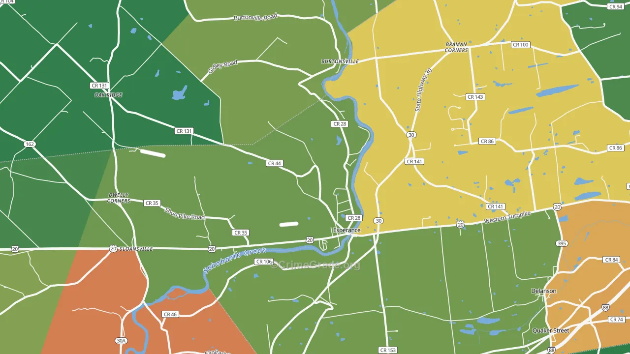 Esperance, NY Map of Robbery Rates