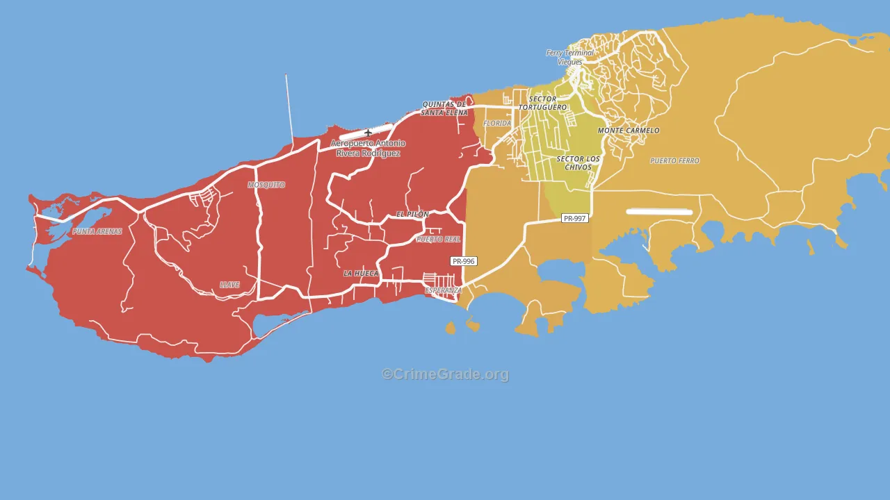 Esperanza, PR Map of Robbery Rates