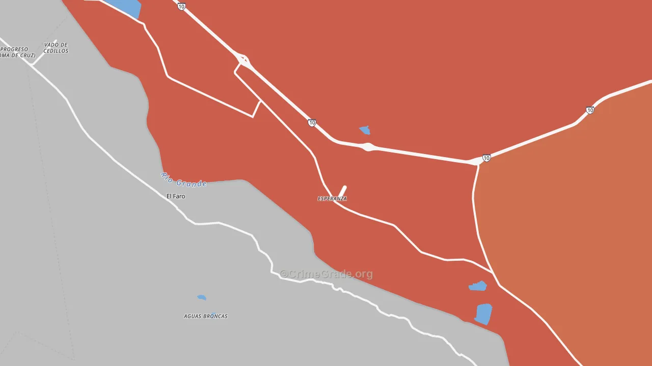 Esperanza, TX Map of Robbery Rates
