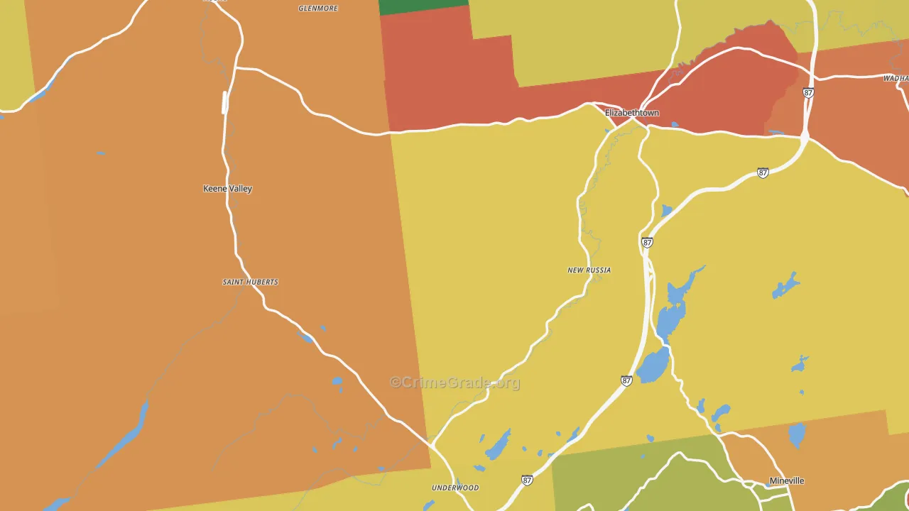Essex County, NY Map of Robbery Rates