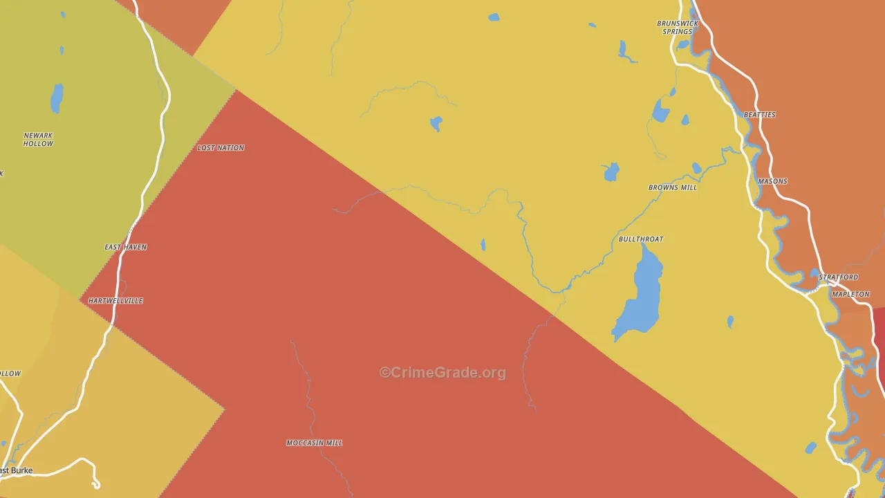 Essex County, VT Map of Robbery Rates