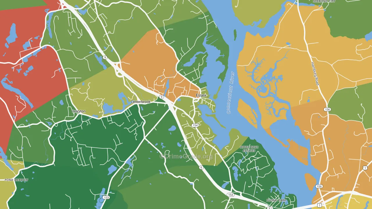 Essex, CT Map of Robbery Rates
