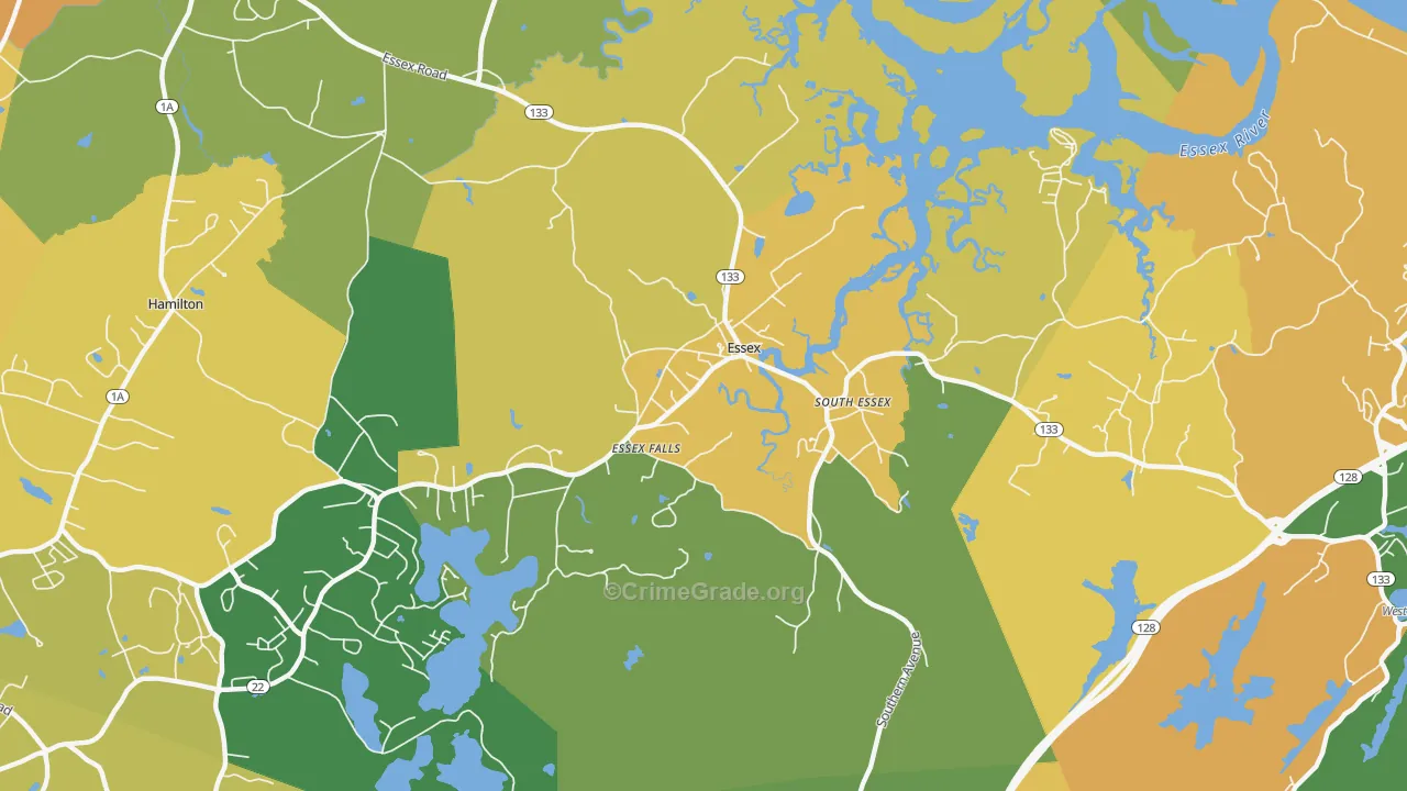 Essex, MA Map of Robbery Rates