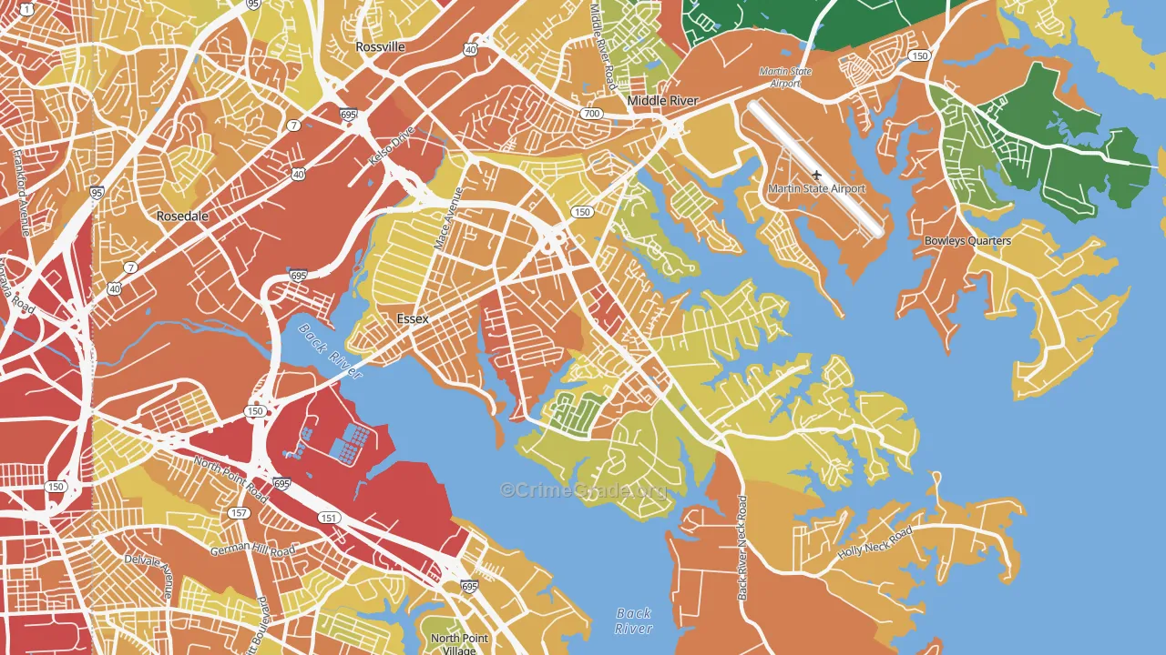Essex, MD Map of Robbery Rates