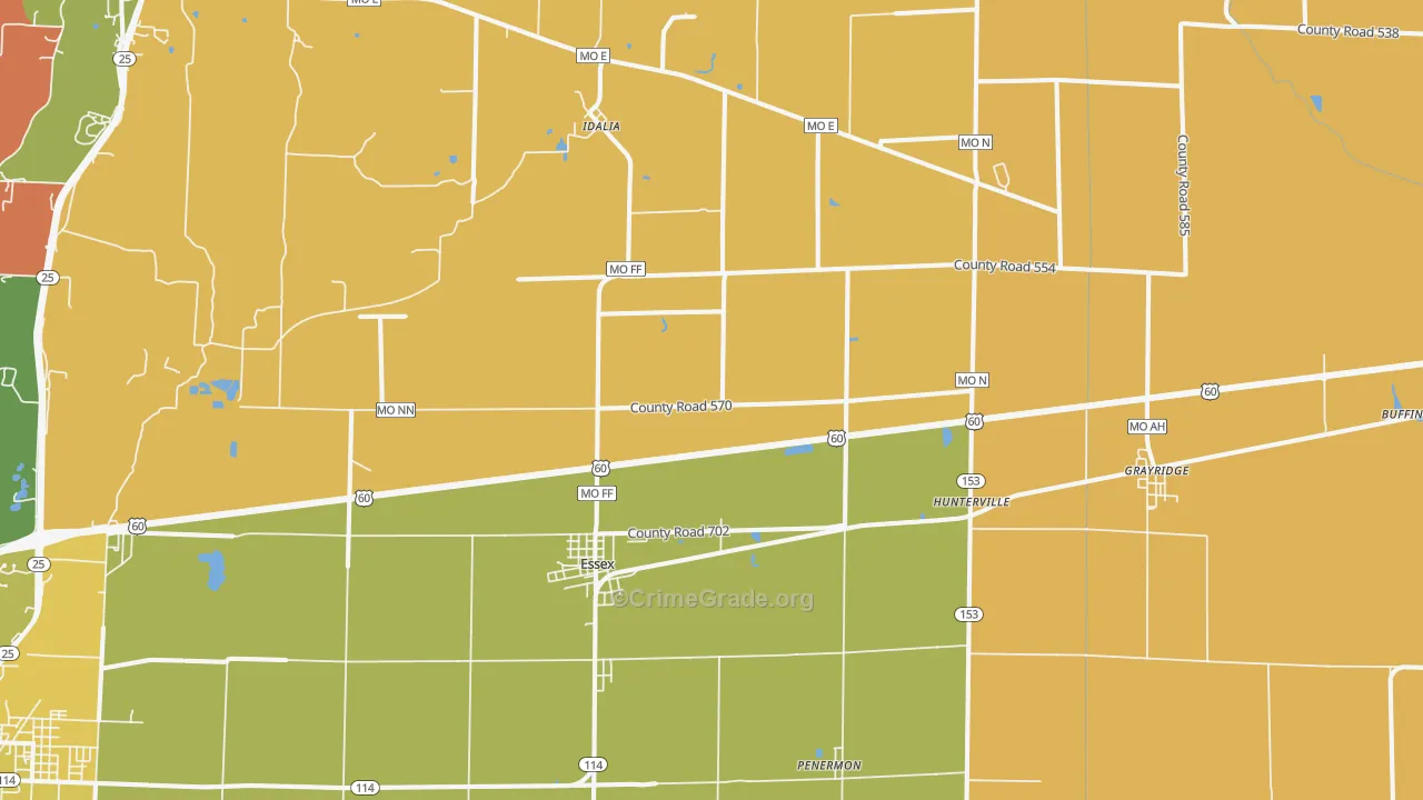 Essex, MO Map of Robbery Rates
