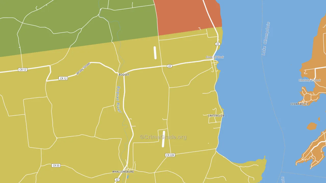 Essex, NY Map of Robbery Rates