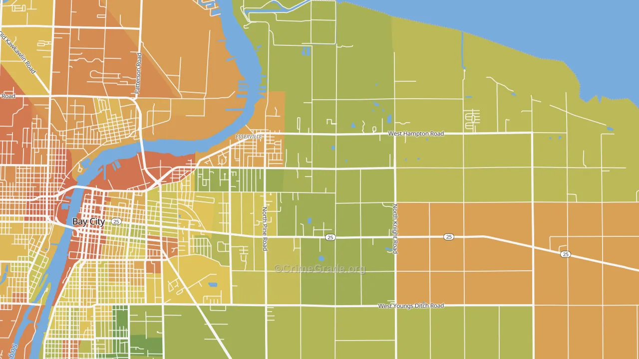 Essexville, MI Map of Robbery Rates