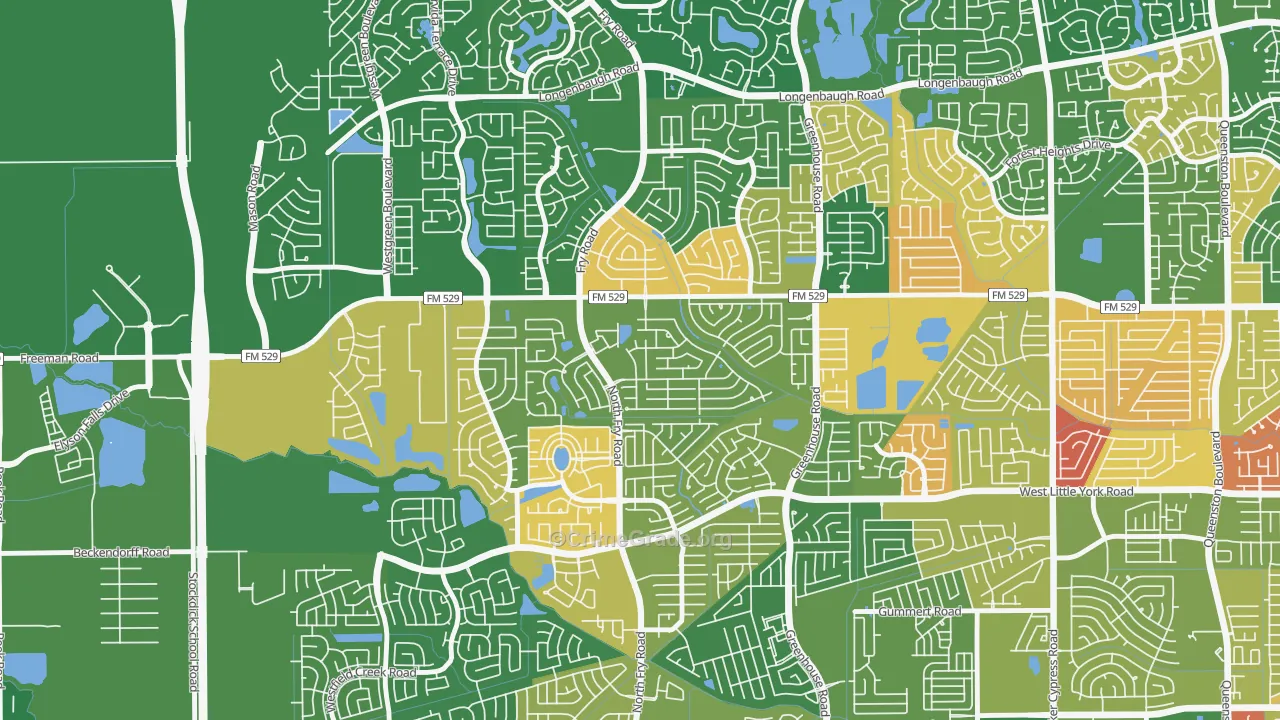 Estates Of Highland Creek, Katy, TX Map of Robbery Rates
