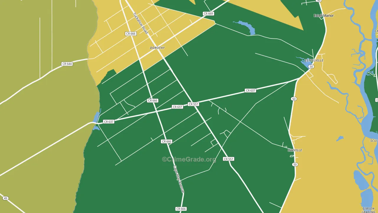 Estell Manor, NJ Map of Robbery Rates