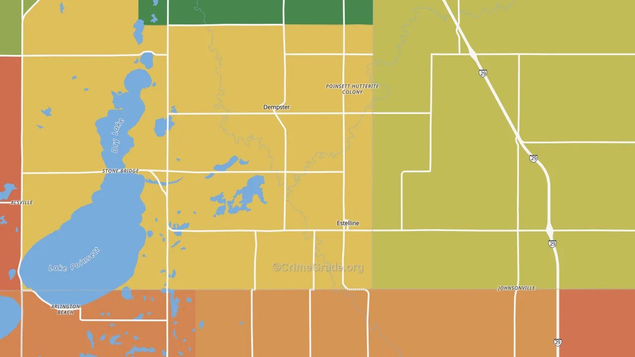 Estelline, SD Map of Robbery Rates